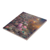 石畳の神秘的なピンクの緑のグラフィックアート タイル (側面)