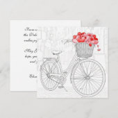 石畳の通りにある赤い自転車のラインアート描画 シーズンカード (正面/裏面)