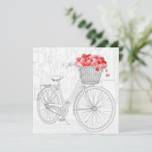 石畳の通りにある赤い自転車のラインアート描画 シーズンカード (スタンド正面)