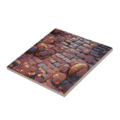 石畳の黄金の茶色のレンガのグラフィックアート タイル (側面)