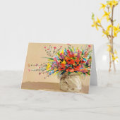 石白熱［赤熱］光を放つ瓶のブーケ カード (黄色い花)