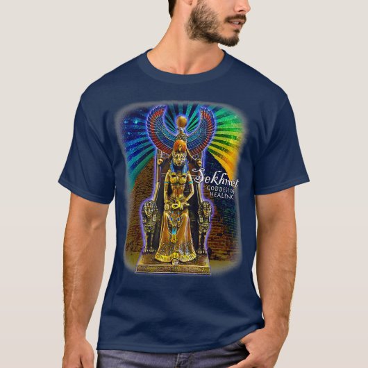 石目獅子女神エジプトの癒しの文字 Tシャツ (正面)