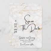 石碑と金ゴールドの日付の招待を保存する 招待状 (正面/裏面)