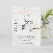 石碑と金ゴールドの日付の招待を保存する 招待状 (スタンド正面)