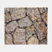 石積みの壁石 フリースブランケット (正面(横))