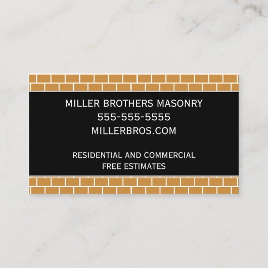 石積みレンガさびレンガテンプレートメイスン 名刺 (裏面)