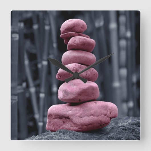 石積み スクエア壁時計 (正面)