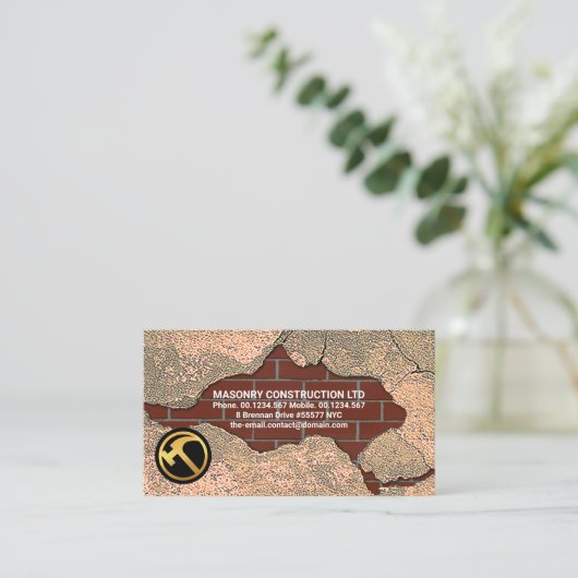 石積れんが敷設住宅改修 名刺 (スタンド正面)