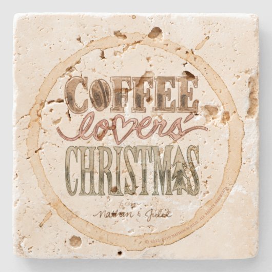 石素朴コーヒー愛好家のクリスマスコアスター ストーンコースター (正面)