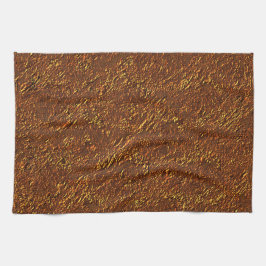 石素朴積スタイル茶色と金ゴールドトーン キッチンタオル