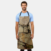 石組みの地肌に織り出した石壁 エプロン (着用した状態)