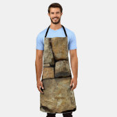 石組みの地肌に織り出した石壁 エプロン (着用した状態)