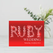 石結婚に輝くルビーのパーティー招待状40日 招待状 (スタンド正面)