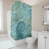 石膏壁と渦巻き模様のシームレスなテクスチャ シャワーカーテン (インサイチュ)