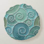 石膏壁と渦巻き模様のシームレスなテクスチャ ラウンドクッション (裏面)