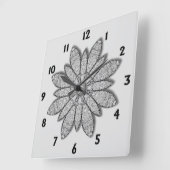 石花（黒い数字付き） スクエア壁時計 (傾斜)
