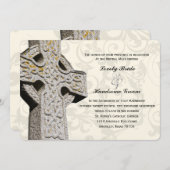 石造りのケルト十字のカトリック教徒の結婚式招待状 招待状 (正面/裏面)