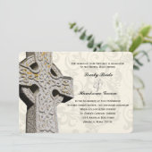 石造りのケルト十字のカトリック教徒の結婚式招待状 招待状 (スタンド正面)