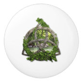 石造りのケルト族の三位一体の結び目 セラミックノブ (正面)