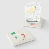 石造りのコースターのイタリアの旗の地図 ストーンコースター (横)