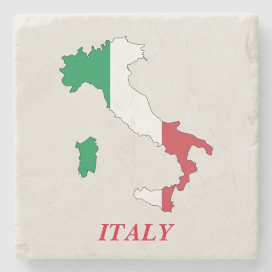 石造りのコースターのイタリアの旗の地図 ストーンコースター (正面)