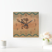 石造りのトカゲ スクエア壁時計 (ホーム)