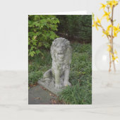 石造りのライオン カード (黄色い花)