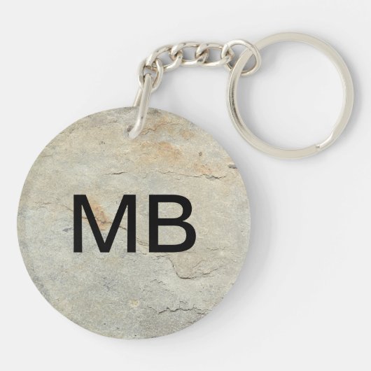 石造りの一見の人のモノグラムKeychain キーホルダー (裏面)
