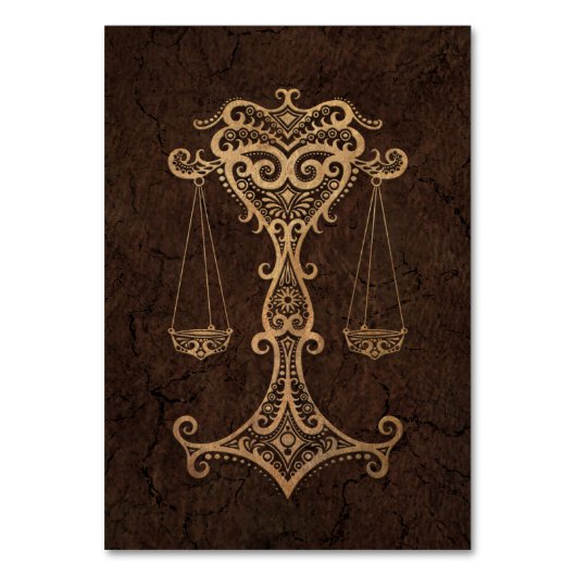 石造りの効果の素朴な天秤座の(占星術の)十二宮図の印 テーブルナンバー (正面)