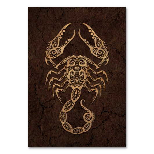 石造りの効果の素朴な蠍座の(占星術の)十二宮図の印 テーブルナンバー (正面)