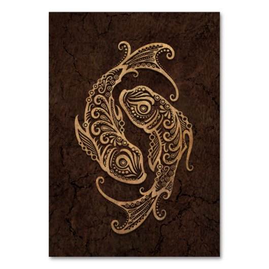 石造りの効果の素朴な魚類の(占星術の)十二宮図の印 テーブルナンバー (正面)