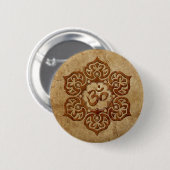 石造りの花のオウムのデザイン 缶バッジ (正面&裏面)