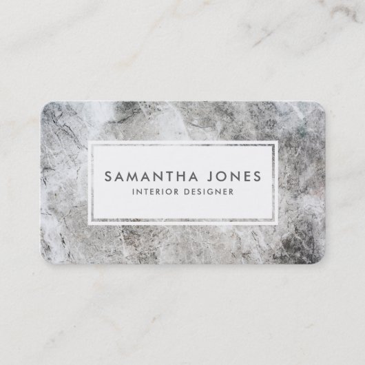 石造りの質のシンプルでモダンなインテリア・デザイナー 名刺 (正面)