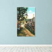 石造りの路地ビューの南塔と町の時計 キャンバスプリント (インサイチュ (ウッドフロア))