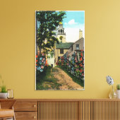 石造りの路地ビューの南塔と町の時計 キャンバスプリント (インサイチュ (リビング))