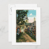 石造りの路地ビューの南塔と町の時計 ポストカード (正面/裏面)