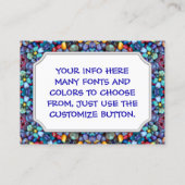 石造りの驚異のヴィンテージの青いフラクタルの万華鏡のように千変万化するパターン 名刺 (裏面)