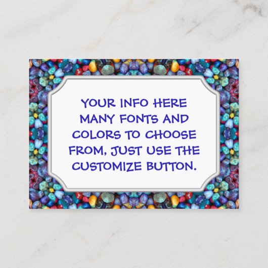 石造りの驚異のヴィンテージの青いフラクタルの万華鏡のように千変万化するパターン 名刺 (裏面)