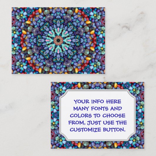 石造りの驚異のヴィンテージの青いフラクタルの万華鏡のように千変万化するパターン 名刺 (正面/裏面)