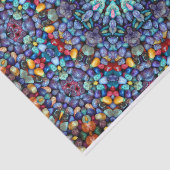 石造りの驚異のヴィンテージの青いフラクタルの万華鏡のように千変万化するパターン 薄葉紙 (詳細)