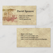 石造り及びロコモーティブのスケッチの両側をカスタマイズ 名刺 (正面/裏面)