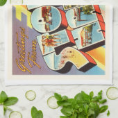 石造り港のニュージャージーNJの古いヴィンテージの郵便はがき キッチンタオル (折り畳み)