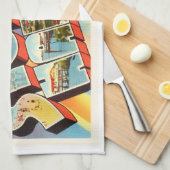 石造り港のニュージャージーNJの古いヴィンテージの郵便はがき キッチンタオル (四つ折り)