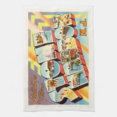 石造り港のニュージャージーNJの古いヴィンテージの郵便はがき キッチンタオル (縦)