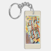 石造り港のニュージャージーNJの古いヴィンテージの郵便はがき キーホルダー (正面左)