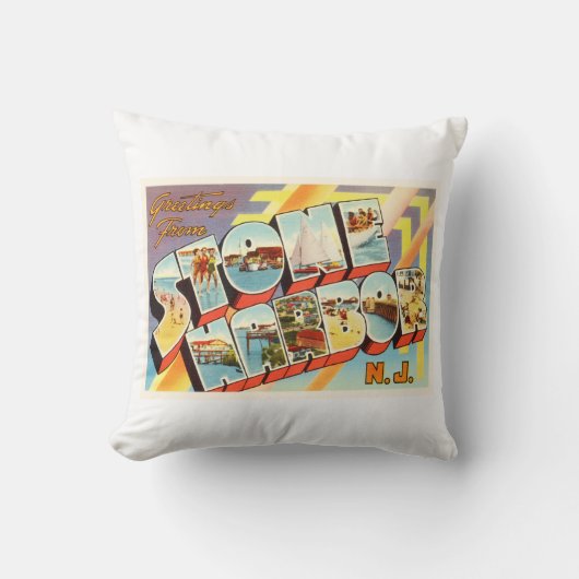 石造り港のニュージャージーNJの古いヴィンテージの郵便はがき クッション (正面)