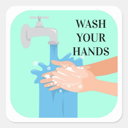 石鹸で手を洗う スクエアシール (正面)