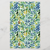 石鹸の包装紙 – 水色の緑葉の チラシ (正面)