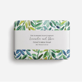 石鹸の包装紙 – 水色の緑葉の チラシ