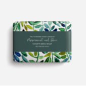 石鹸の包装紙 – 水色の緑葉の チラシ